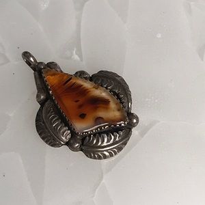 Silver and Amber Pendant 1.5” 6 grams RC